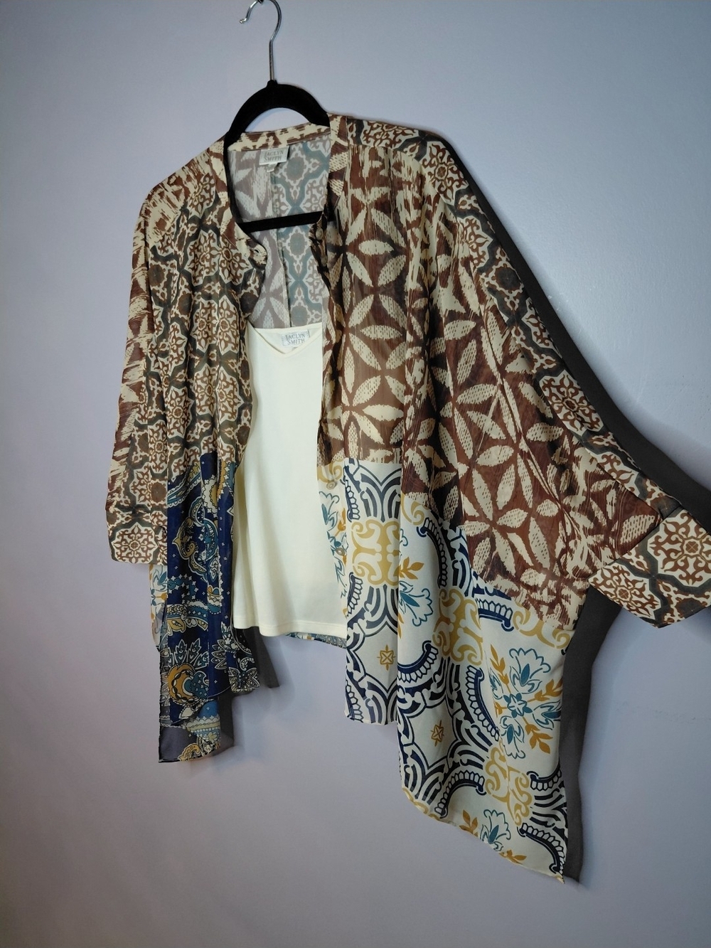 Jaclyn Smith Multi-Pattern Open Kimono Cardigan